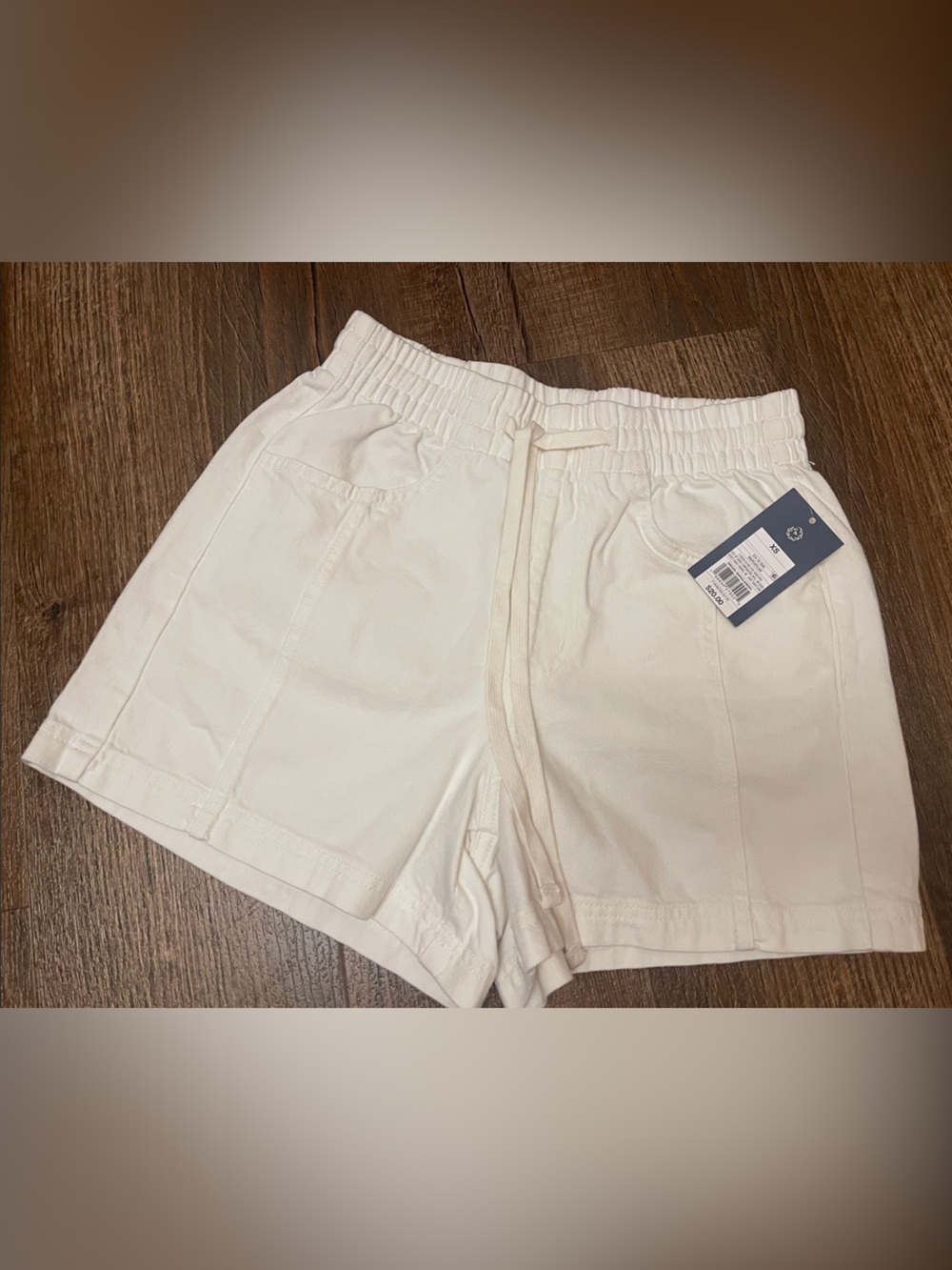 Casual White Drawstring Cotton Shorts
